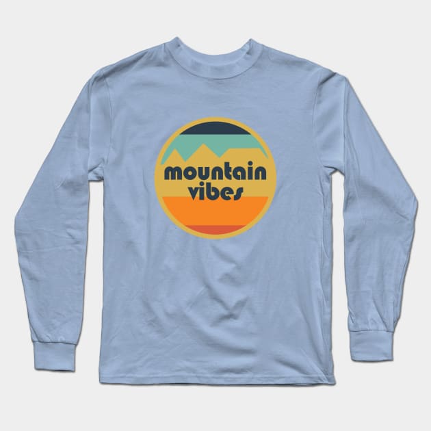 Mountain Vibes Retro Circle Long Sleeve T-Shirt by MountainFlower